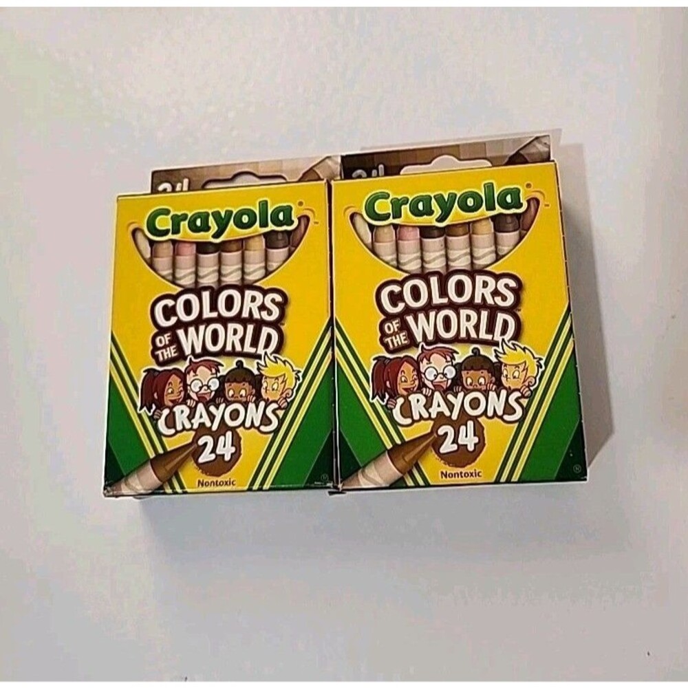 CRAYOLA Lot Of 2 COLORS OF THE WORLD Crayons (24 Colors) Non Toxic Free Ship!